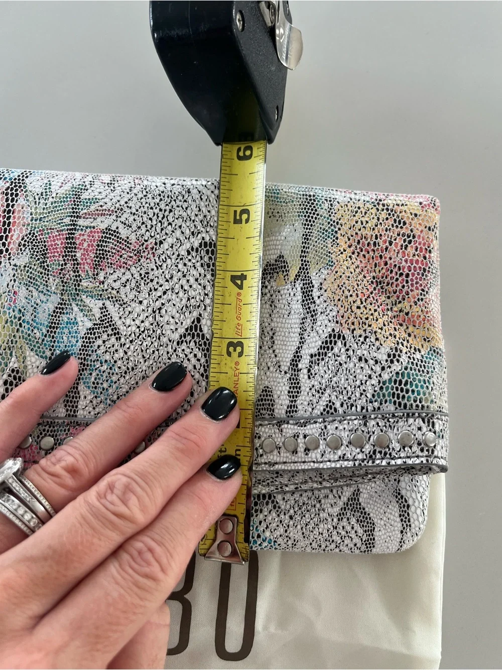 HOBO International Zeal Lizard Floral Leather Fold Over Zip Clutch Bag